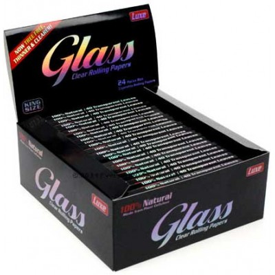 GLASS CLEAR CIGARETTE ROLLING PAPERS KING SIZE 24CT/PACK